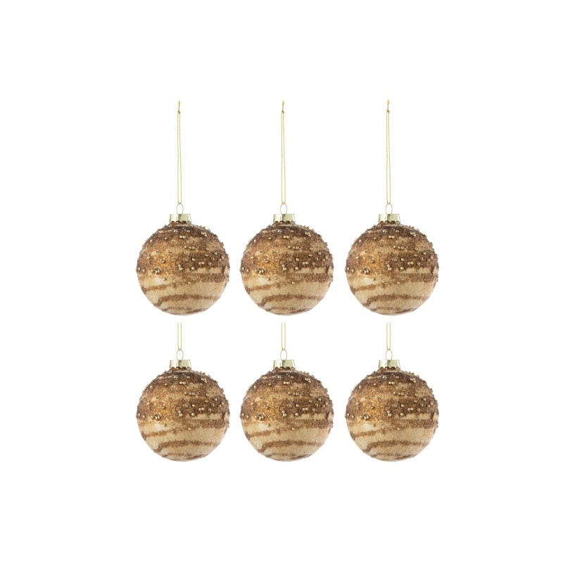 Boite de 6boules de Noël en verre marron 8x8x8 cm Boite de 6boules de Noël en verre marron 8x8x8 cm