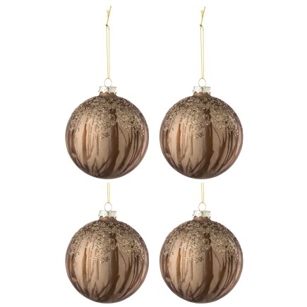 Boite de 4boules de Noël en verre marron 10x10x10 cm