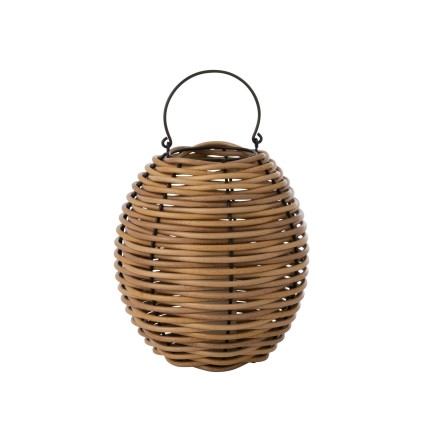 Lanterna intrecciata a led in plastica naturale 30x30x34 cm