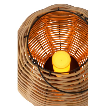 Lanterna intrecciata a led in plastica naturale 30x30x34 cm