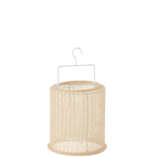 Farol colgante de poliéster beige 18x18x21 cm