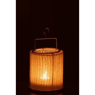Lanterne suspendue en polyester beige 18x18x21 cm