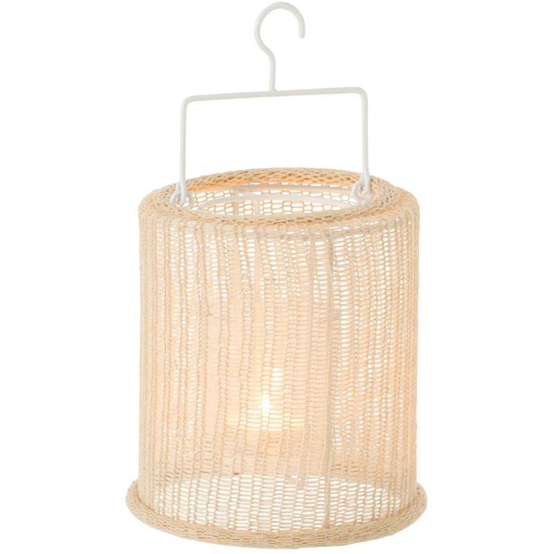 Lanterne suspendue en polyester beige 18x18x21 cm Lanterne suspendue en polyester beige 18x18x21 cm