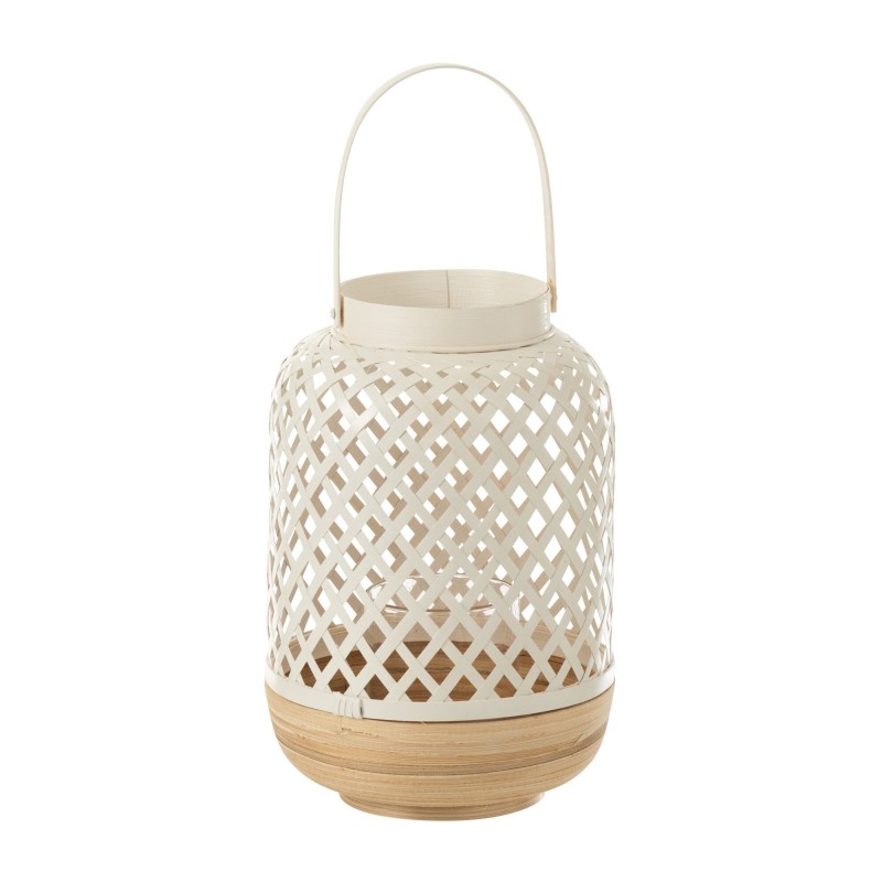 Lanterne cylindrique en bois blanc 20x20x42 cm Lanterne cylindrique en bois blanc 20x20x42 cm