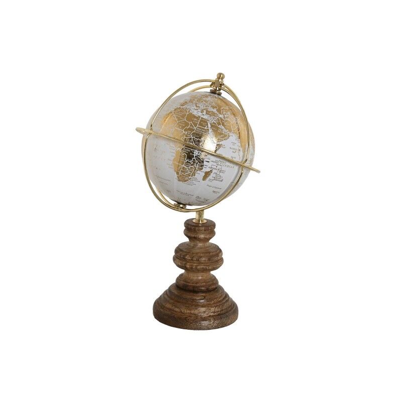 Globo Terraqueo Home ESPRIT Blanco Dorado Natural Vintage 12 x 12 x 28 cm
