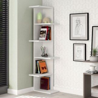Étagère d'Angle Alexandra House Living Blanc Bois MDP 37 x 141 x 24 cm 4 Etagères