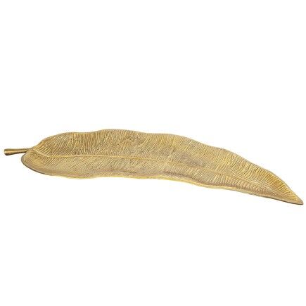 Vide-poches Romimex Doré Aluminium Feuille d'une plante 96 x 6 x 33 cm
