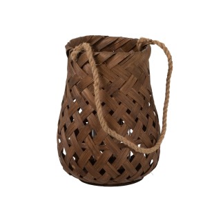 Lanterne tressée en bois marron 24x24x30 cm