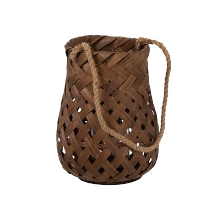 Lanterne tressée en bois marron 24x24x30 cm
