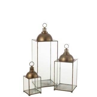 Lanterna rettangolare in metallo Bronzo 41x41x121 cm