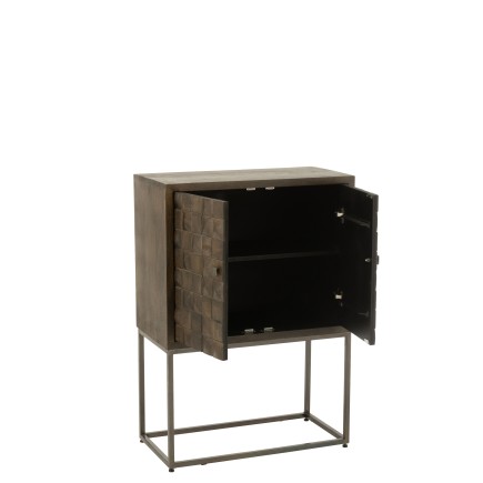 Armoire sur pied métal en bois de manguier marron 76*40*122 cm