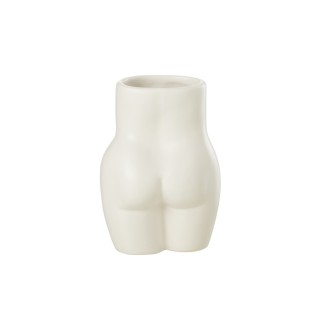 Vaso di fiori a bacinella in ceramica bianca 11,5x8x16,5 cm