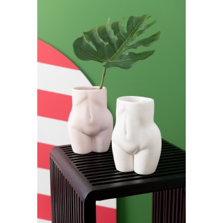 Cache-pot bassin en céramique blanche 11.5x8x16.5 cm