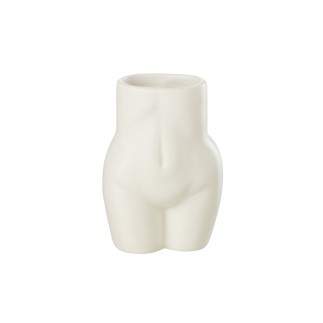 Vaso di fiori a bacinella in ceramica bianca 11,5x8x16,5 cm