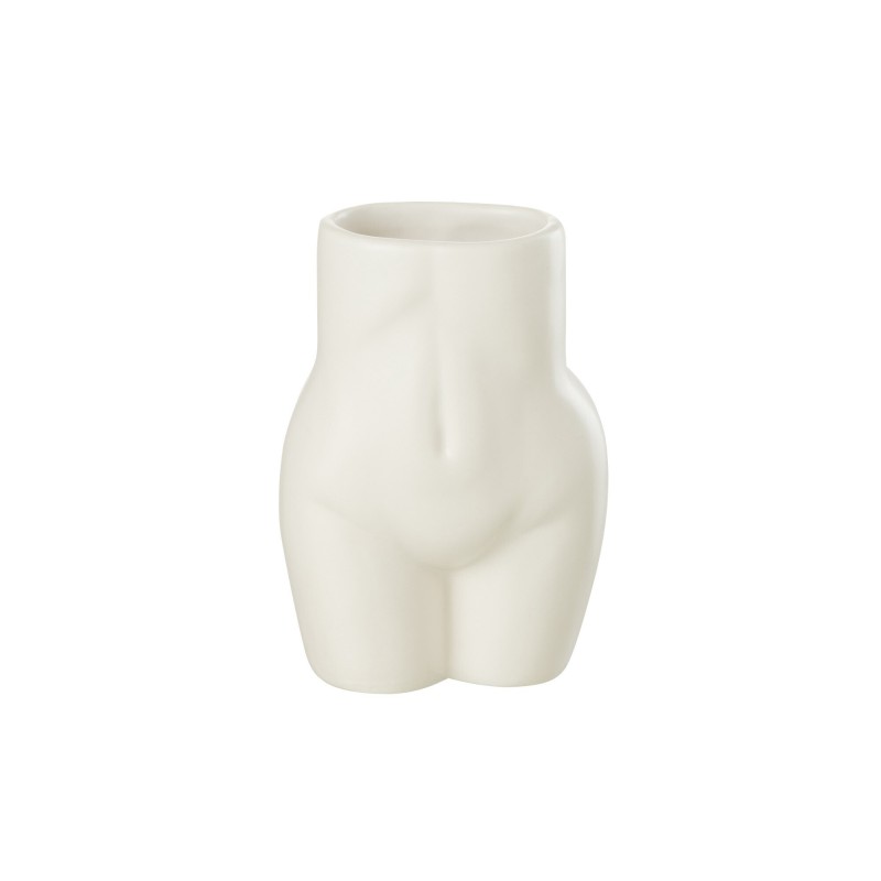 Vaso di fiori a bacinella in ceramica bianca 11,5x8x16,5 cm Vaso di fiori a bacinella in ceramica bianca 11,5x8x16,5 cm