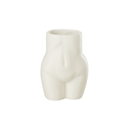 Vaso di fiori a bacinella in ceramica bianca 11,5x8x16,5 cm