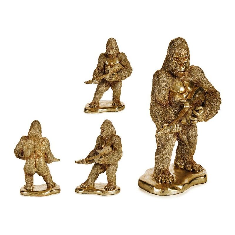 Figura Decorativa Gorila Guitarra Dorado 16 x 39 x 27 cm