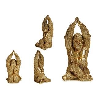 Figurine Décorative Gorille Yoga Doré 17 x 36 x 19,5 cm