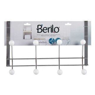 Perchero para Puertas Plateado Blanco Metal Plástico (35 x 10 x 22 cm)