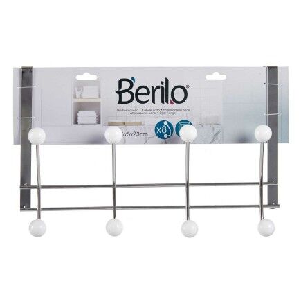 Perchero para Puertas Plateado Blanco Metal Plástico (35 x 10 x 22 cm)