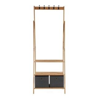 Perchero de Pie Gris Marrón Madera Tela (40,5 x 175 x 67 cm)