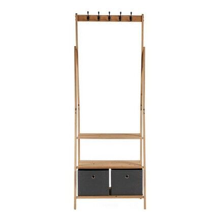 Perchero de Pie Gris Marrón Madera Tela (40,5 x 175 x 67 cm)