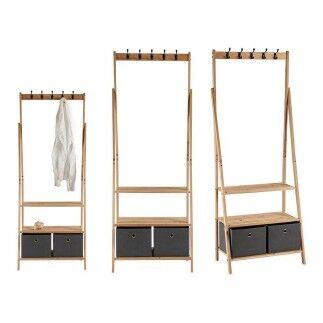 Perchero de Pie Gris Marrón Madera Tela (40,5 x 175 x 67 cm)