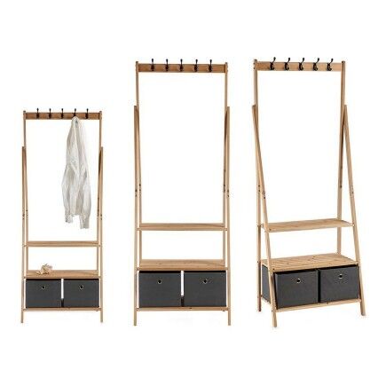 Perchero de Pie Gris Marrón Madera Tela (40,5 x 175 x 67 cm)