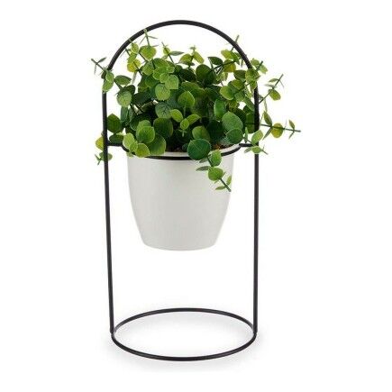 Planta Decorativa Blanco Con soporte Negro Metal Verde Plástico 21 x 30 x 21 cm