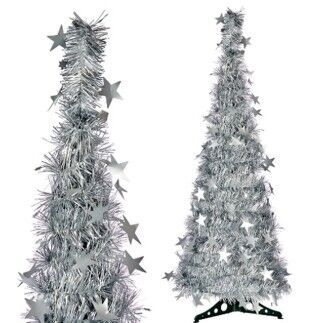 Árbol de Navidad Plateado Espumillón 38 x 38 x 150 cm (6 Unidades)