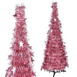 Árbol de Navidad Rosa Espumillón 38 x 38 x 150 cm (6 Unidades)