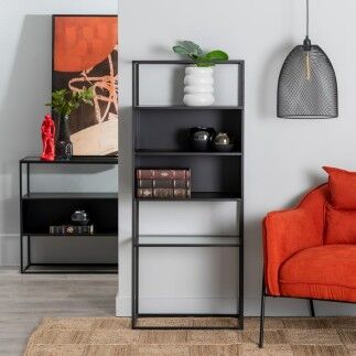 Étagère BRICK 55 x 30 x 132 cm Verre Noir Métal