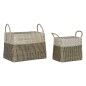 Juego de Cestas Home ESPRIT Blanco Negro Natural Hierba marina Boho 44 x 25 x 38 cm (2 Piezas)