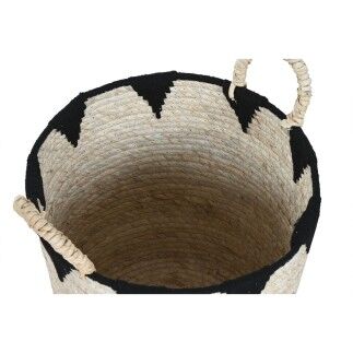 Juego de Cestas Home ESPRIT Negro Natural Fibra natural Boho 37 x 37 x 43 cm (3 Piezas)