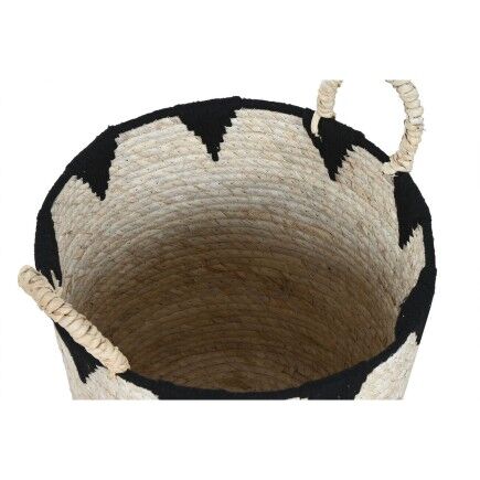Juego de Cestas Home ESPRIT Negro Natural Fibra natural Boho 37 x 37 x 43 cm (3 Piezas)