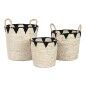 Juego de Cestas Home ESPRIT Negro Natural Fibra natural Boho 37 x 37 x 43 cm (3 Piezas)