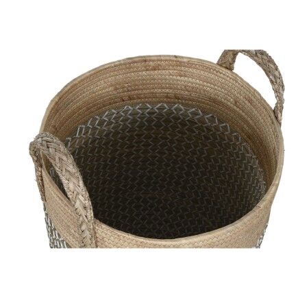 Juego de Cestas Home ESPRIT Blanco Natural Marrón claro PVC Cuerda Hierba marina Junco 44 x 44 x 63 cm (3 Piezas)