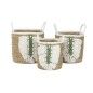 Juego de Cestas Home ESPRIT Blanco Verde Natural Fibra natural Tropical 39 x 39 x 47 cm (3 Piezas)