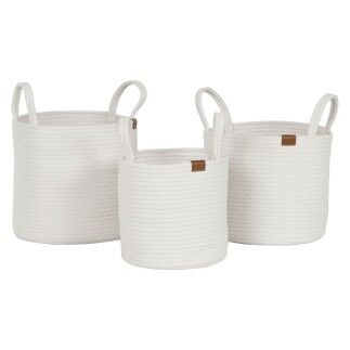 Juego de Cestas Home ESPRIT Blanco Moderno 30 x 30 x 28 cm (3 Piezas)