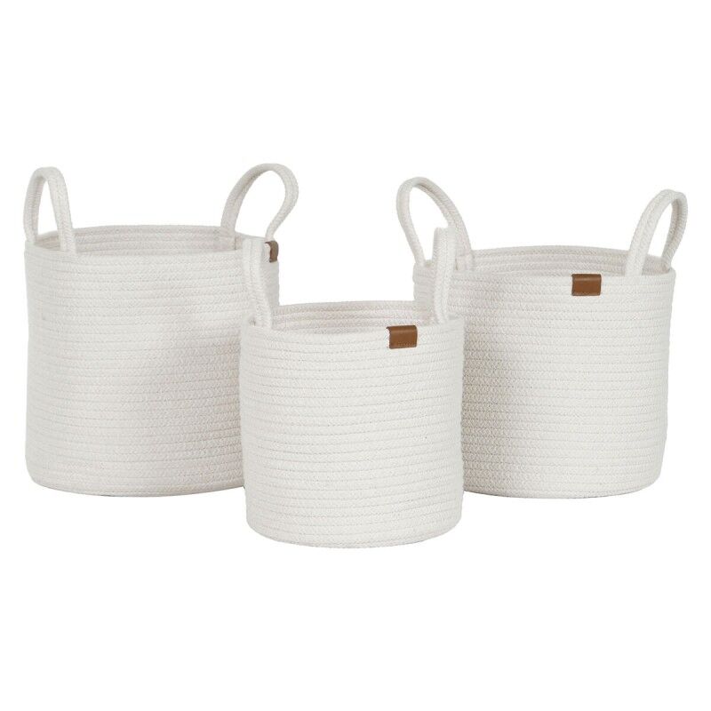 Juego de Cestas Home ESPRIT Blanco Moderno 30 x 30 x 28 cm (3 Piezas)