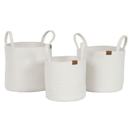 Juego de Cestas Home ESPRIT Blanco Moderno 30 x 30 x 28 cm (3 Piezas)