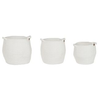 Juego de Cestas Home ESPRIT Blanco Moderno 34 x 34 x 34 cm (3 Piezas)
