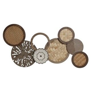 Decoración de Pared Home ESPRIT Natural Círculos 75 x 4,5 x 38 cm