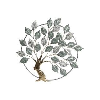 Decoración de Pared Home ESPRIT Verde Dorado Árbol Cottage 73 x 4,4 x 73 cm