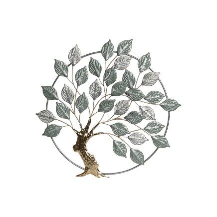 Decoración de Pared Home ESPRIT Verde Dorado Árbol Cottage 73 x 4,4 x 73 cm