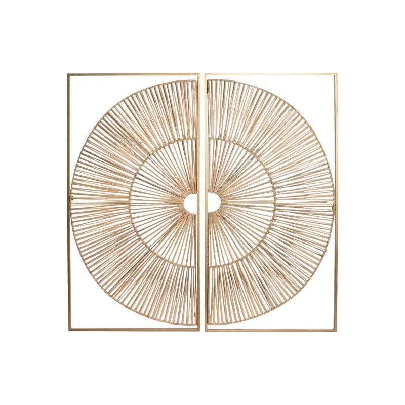 Decoración de Pared Home ESPRIT Dorado Natural 50 x 2 x 100 cm (2 Piezas)