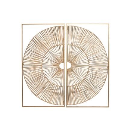 Decoración de Pared Home ESPRIT Dorado Natural 50 x 2 x 100 cm (2 Piezas)