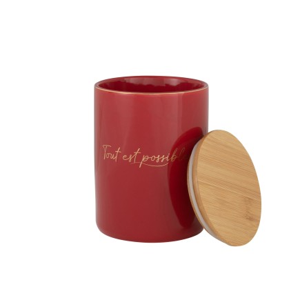 Pot à provisions en porcelaine rouge 11x11x15 cm