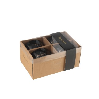 Set de 4 bols départ joyeux en porcelaine noir 11x11x7 cm