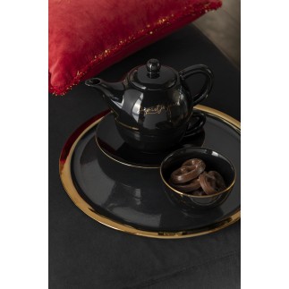 Set de 4 bols départ joyeux en porcelaine noir 11x11x7 cm